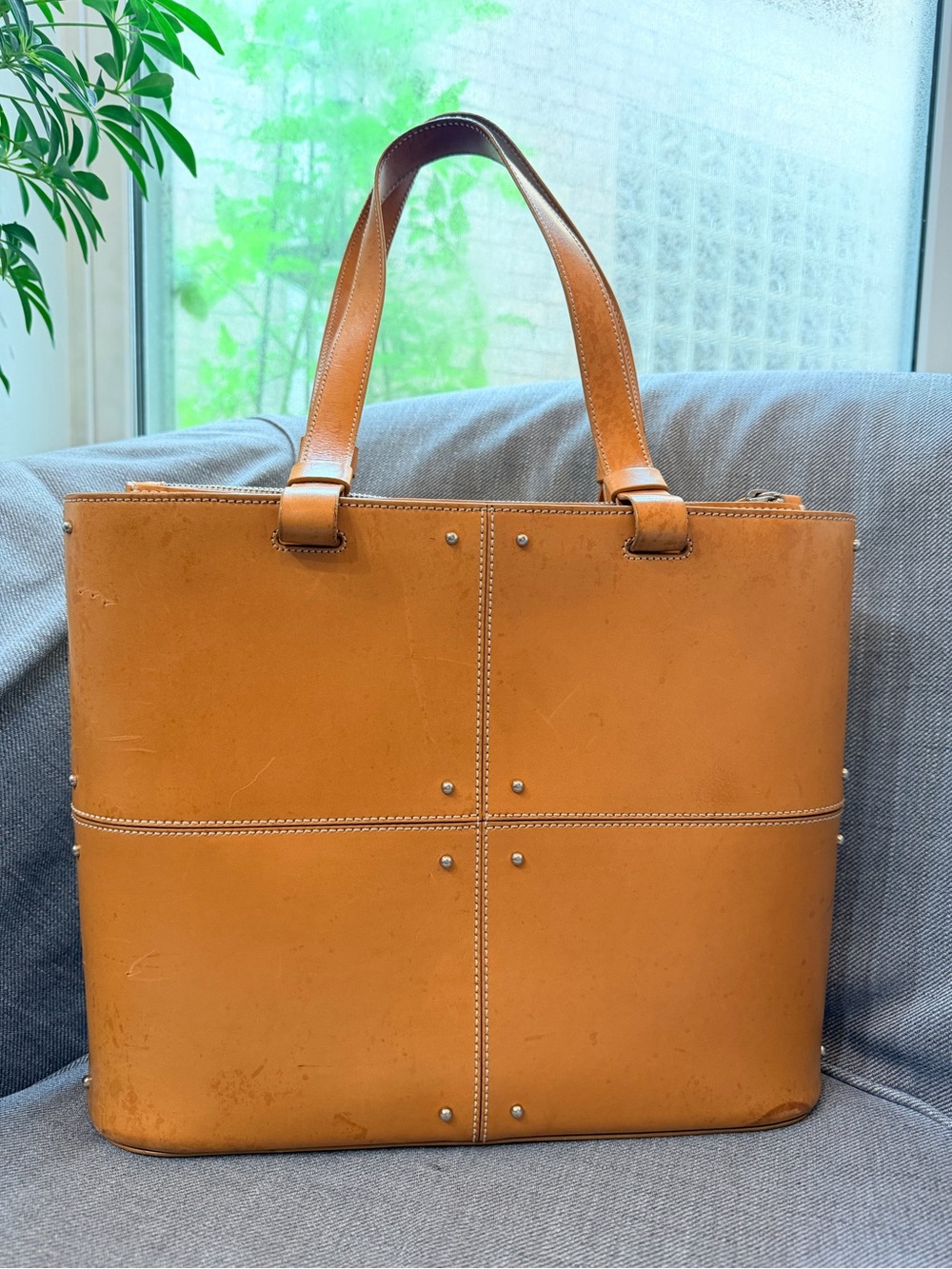 Tod’s Italian Leather ToteBag Cognac Brown Structured Shoulder Bag Made in Italy